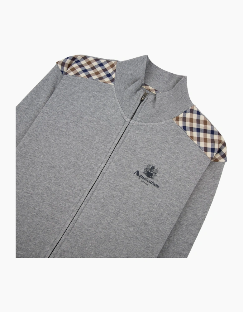 Aquascutum Cc Shoulder Fz Fleece Funnel Neck Dark Grey Melange 53