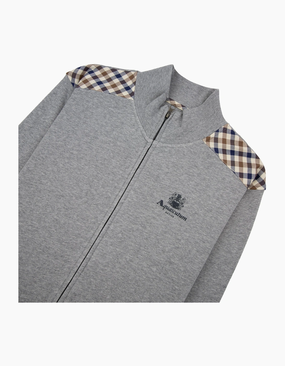 Aquascutum Cc Shoulder Fz Fleece Funnel Neck Dark Grey Melange 53