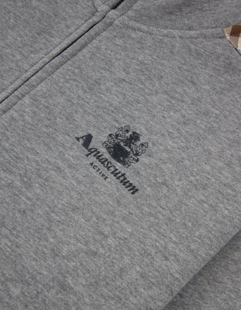 Aquascutum Cc Shoulder Fz Fleece Funnel Neck Dark Grey Melange 53