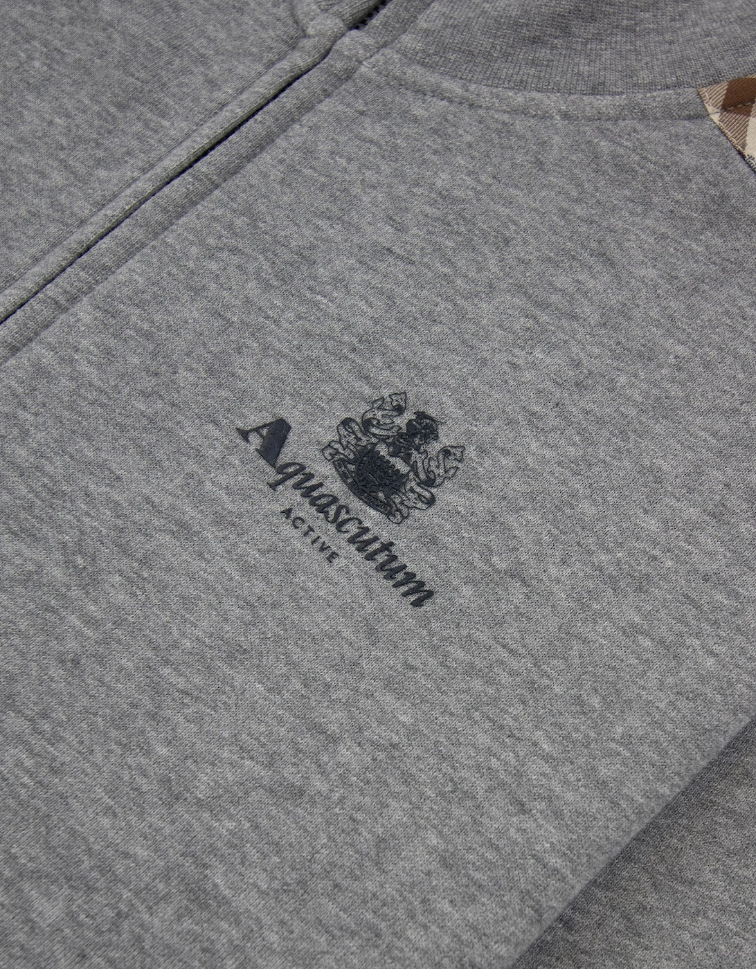 Aquascutum Cc Shoulder Fz Fleece Funnel Neck Dark Grey Melange 53