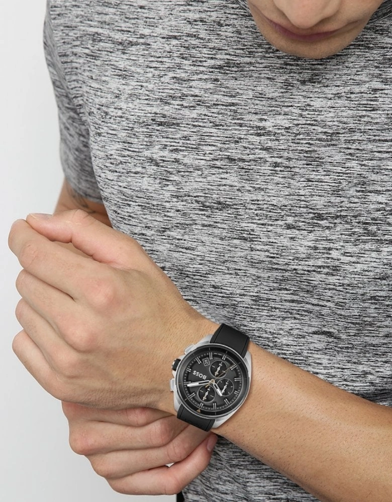 Hugo Boss Volane Rubber Strap Watch Black