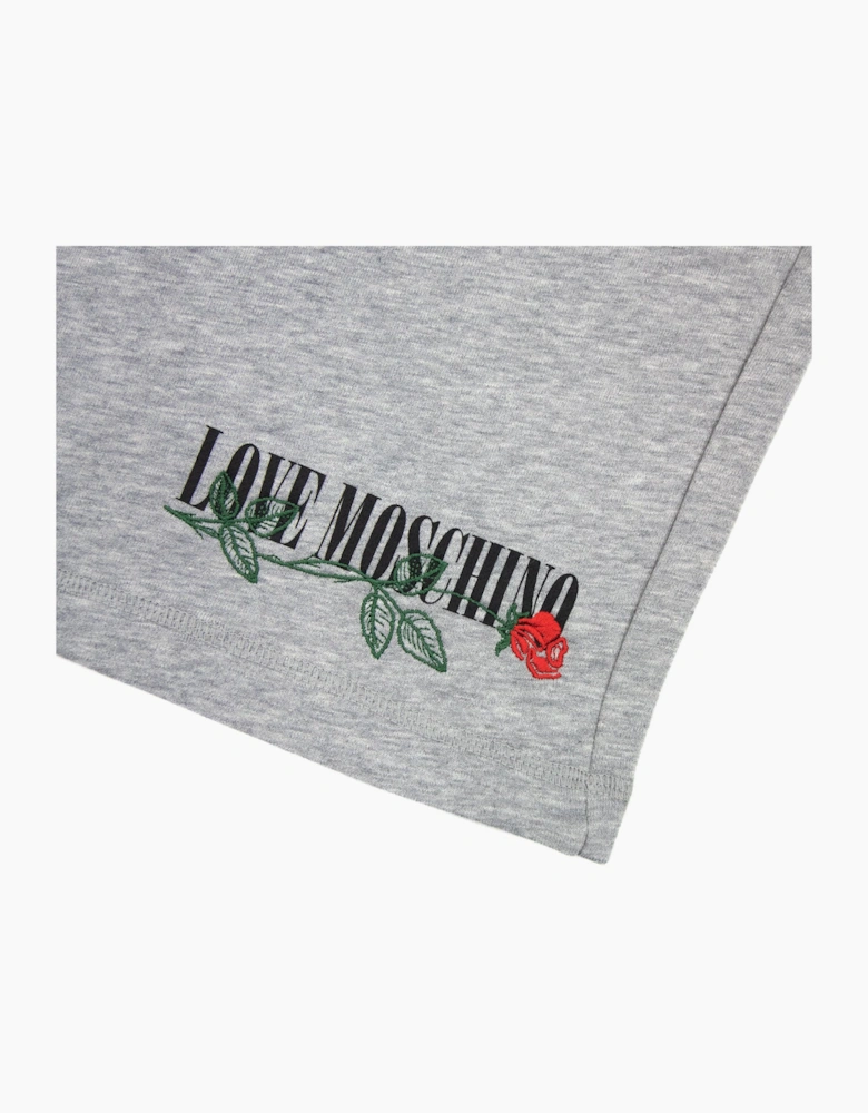 Love Moschino Rose Logo Shorts Grey
