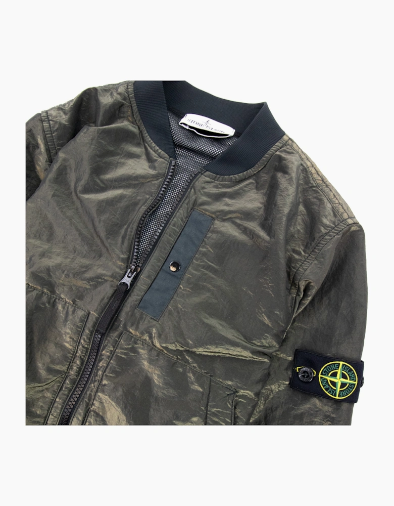 Stone Island Junior 40737 Iridescent Effect Bomber Jacket Khaki V2029