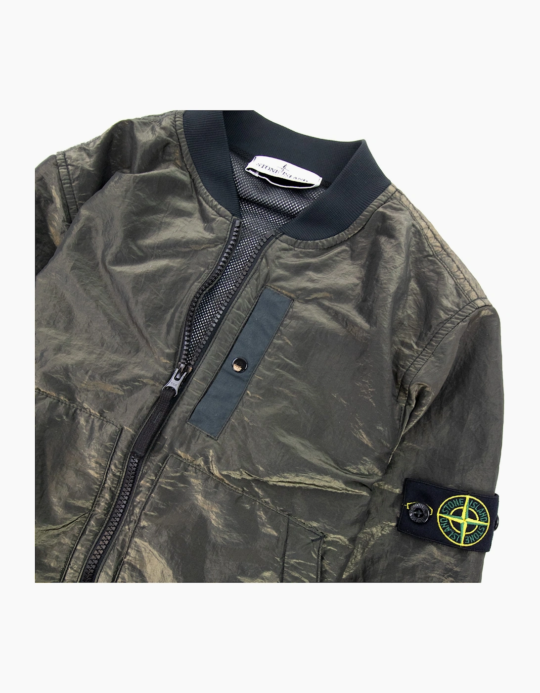 Stone Island Junior 40737 Iridescent Effect Bomber Jacket Khaki V2029
