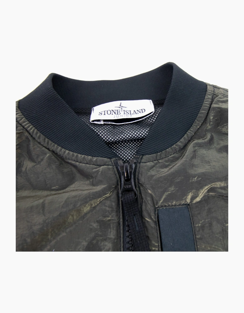 Stone Island Junior 40737 Iridescent Effect Bomber Jacket Khaki V2029