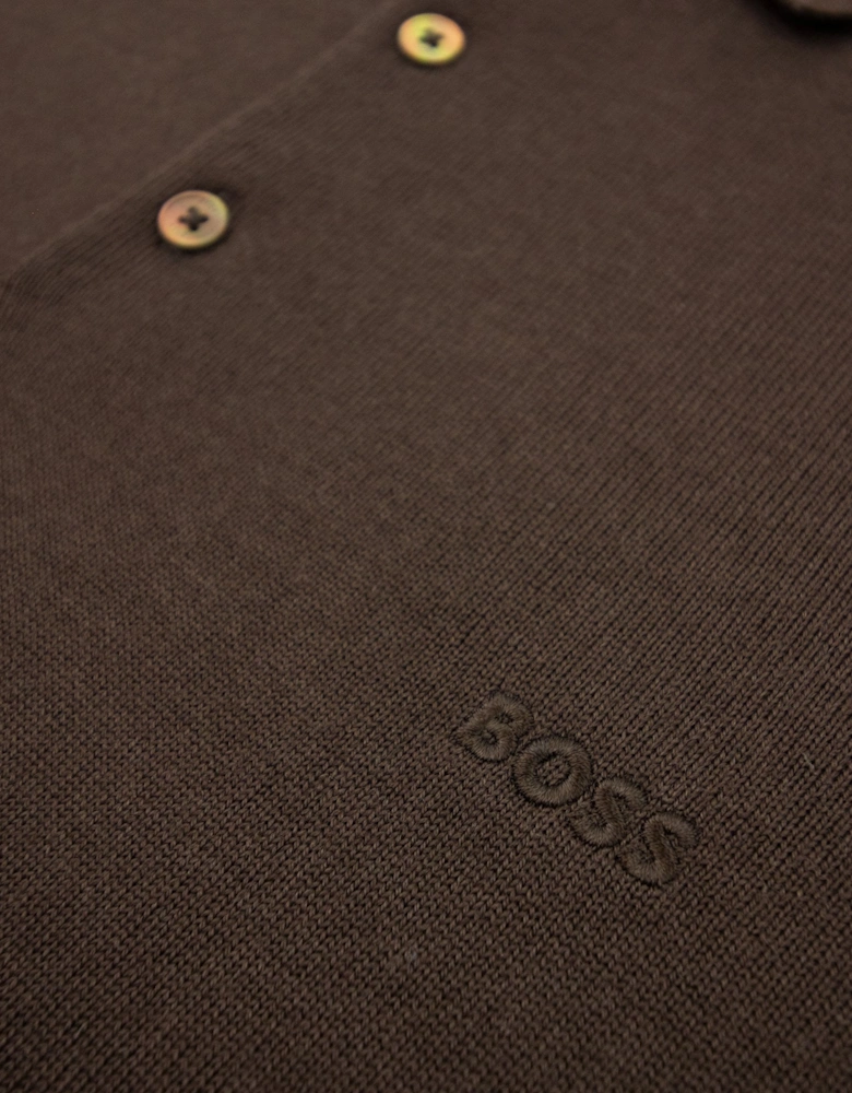Hugo Boss Bono-l Embroidered Logo Knitted Polo Brown 210