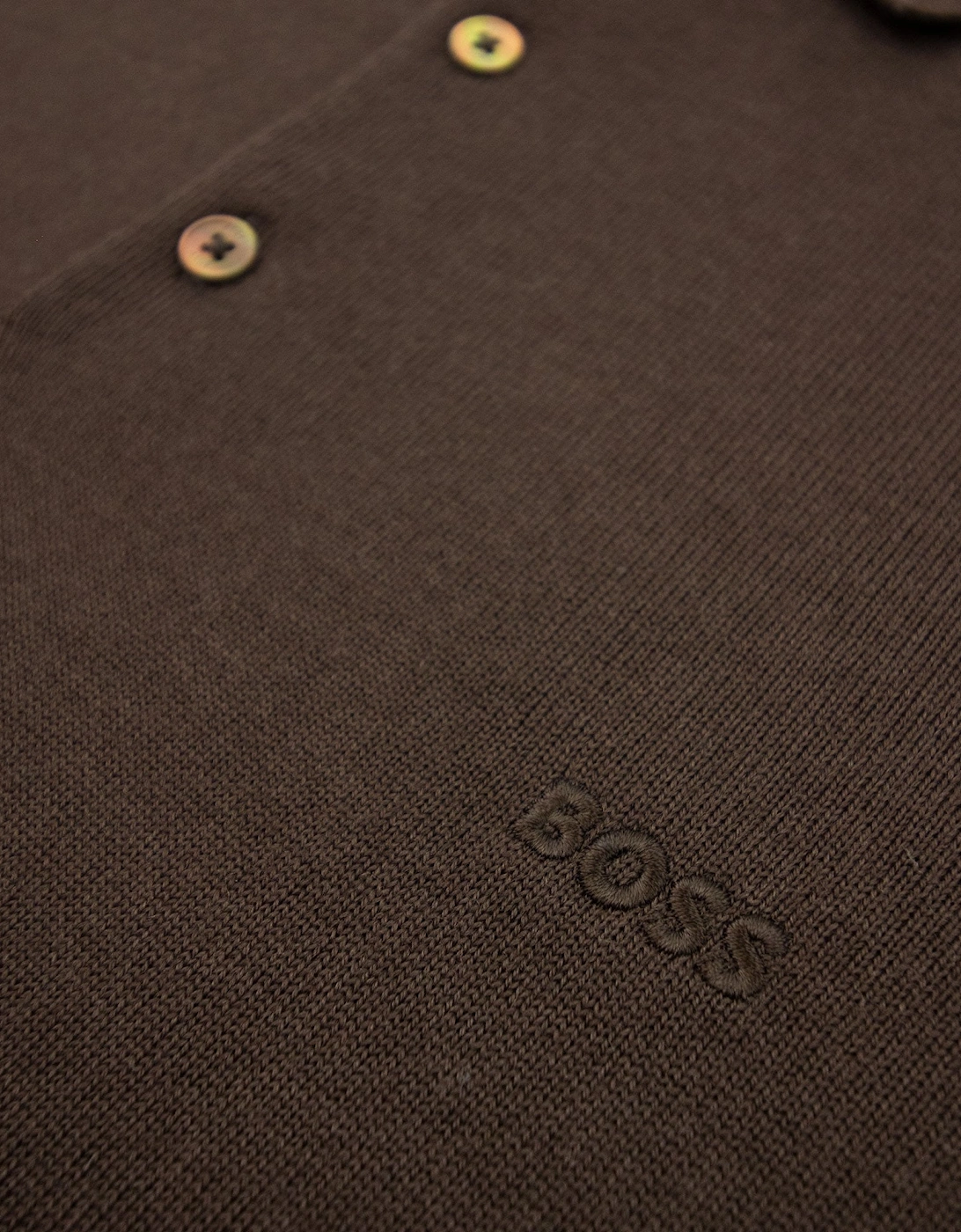 Hugo Boss Bono-l Embroidered Logo Knitted Polo Brown 210