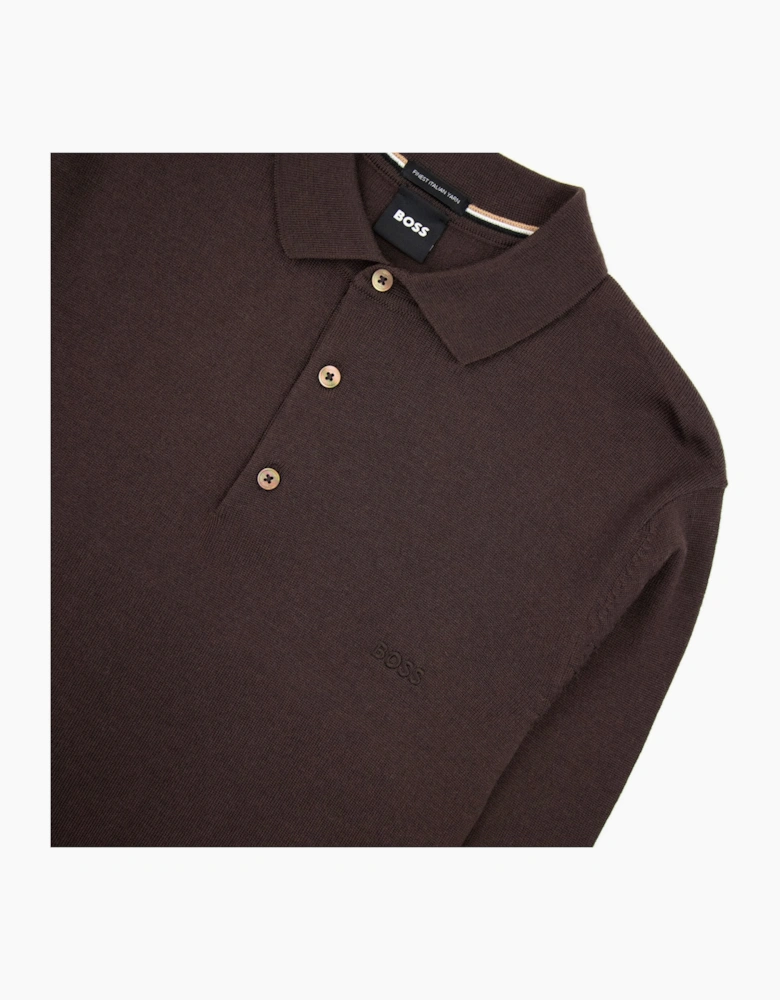 Hugo Boss Bono-l Embroidered Logo Knitted Polo Brown 210
