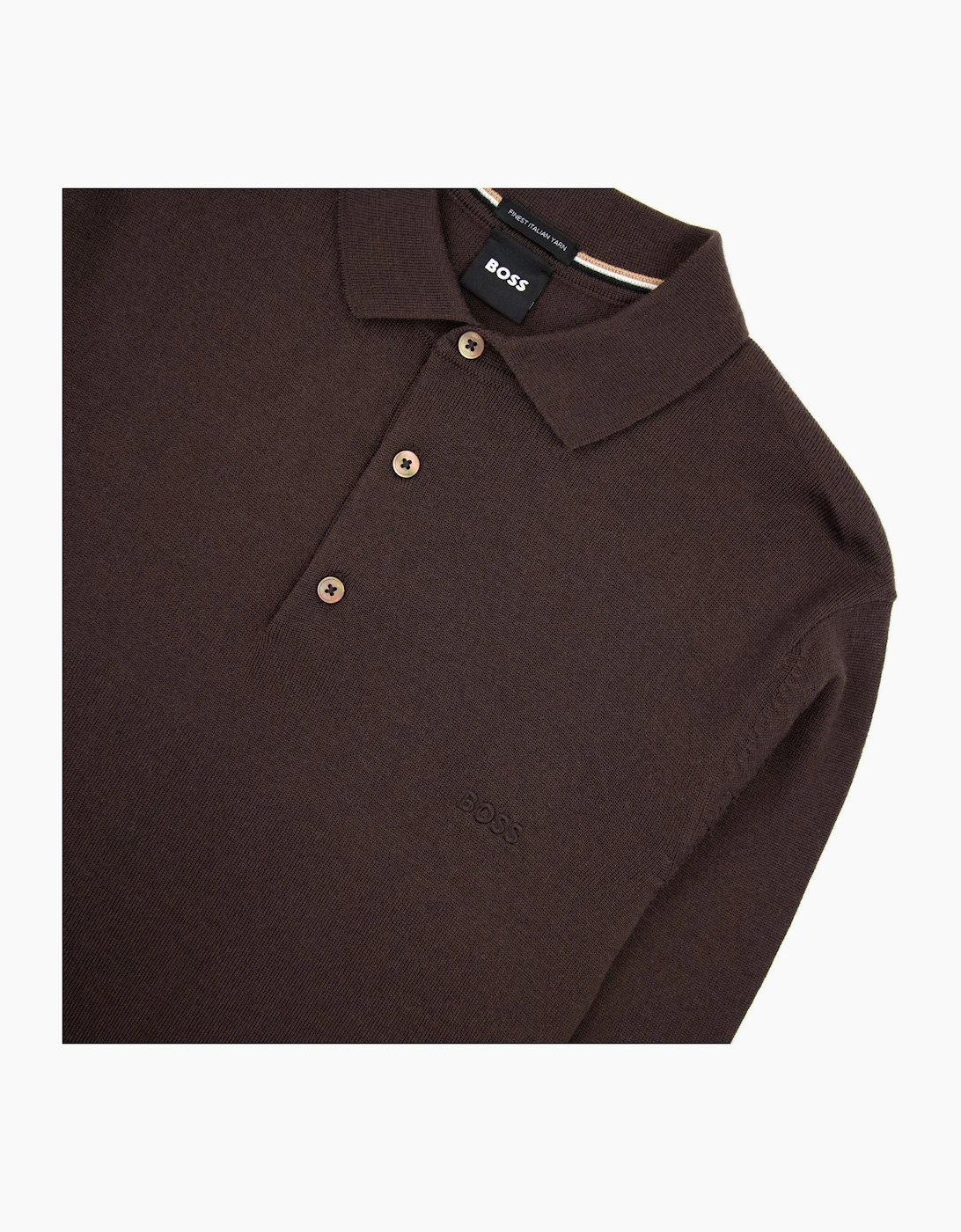 Hugo Boss Bono-l Embroidered Logo Knitted Polo Brown 210