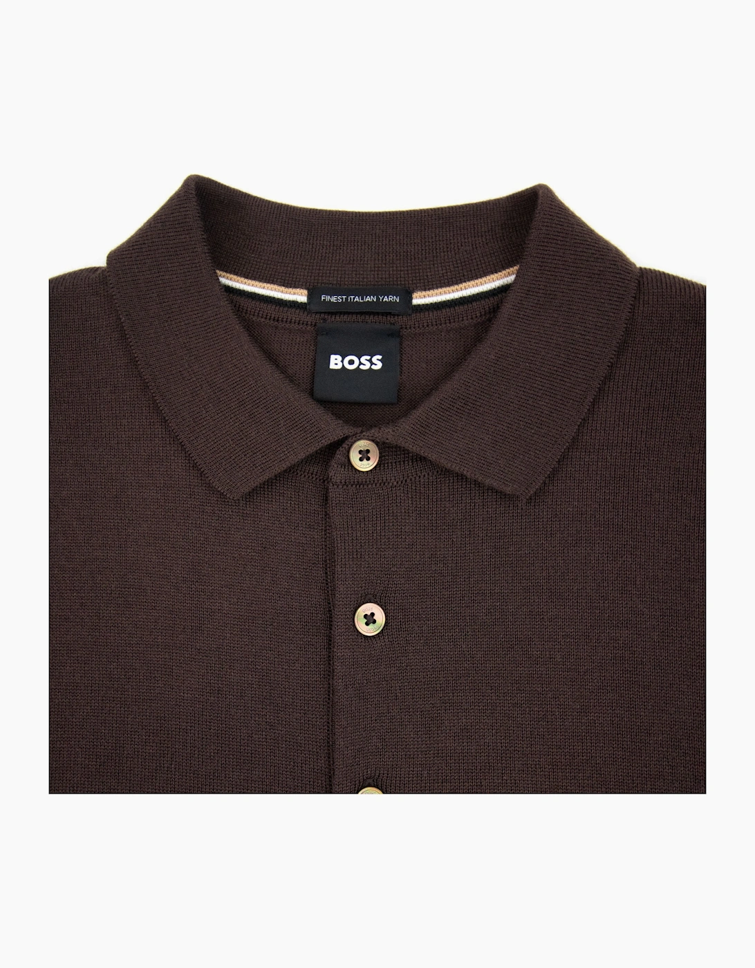 Hugo Boss Bono-l Embroidered Logo Knitted Polo Brown 210