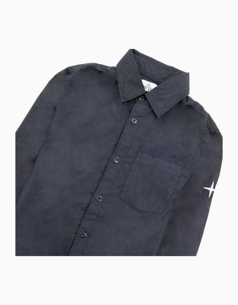 Stone Island Junior Arm Patch Classic Shirt Navy V0020