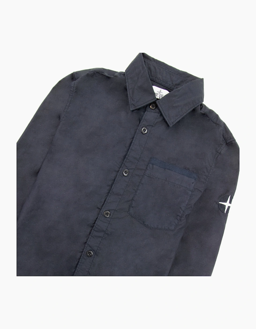 Stone Island Junior Arm Patch Classic Shirt Navy V0020
