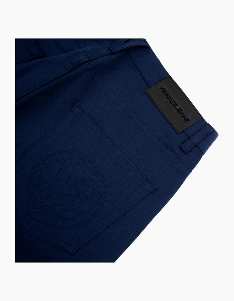 Versace Jeans Slim Fit Round Embroidered Jean Navy Blue