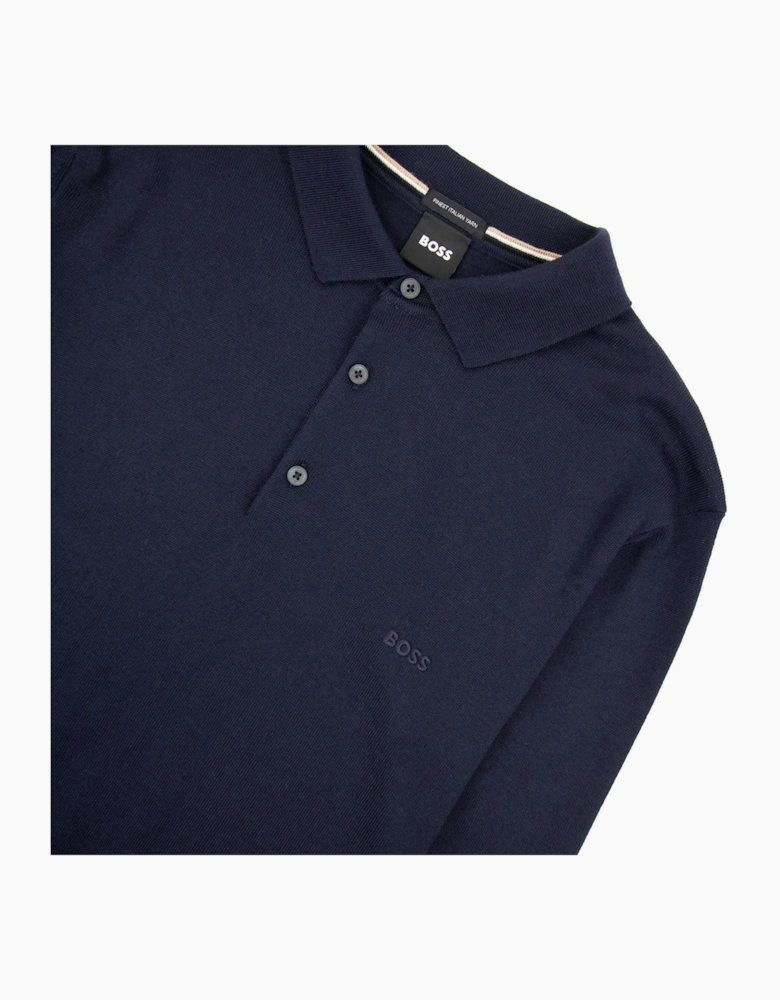 Hugo Boss Bono-l Embroidered Logo Knitted Polo Dark Navy 404