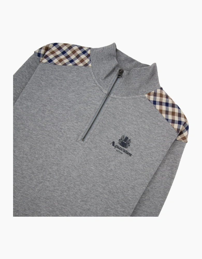 Aquascutum Cc Shoulder 1/4 Zip Sweatshirt Light Melange Grey 05