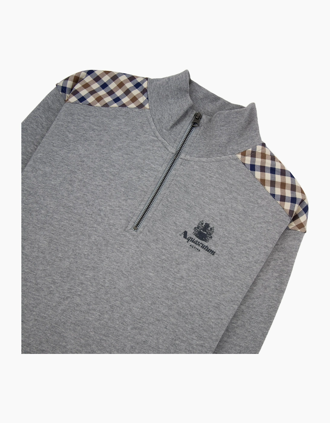 Aquascutum Cc Shoulder 1/4 Zip Sweatshirt Light Melange Grey 05