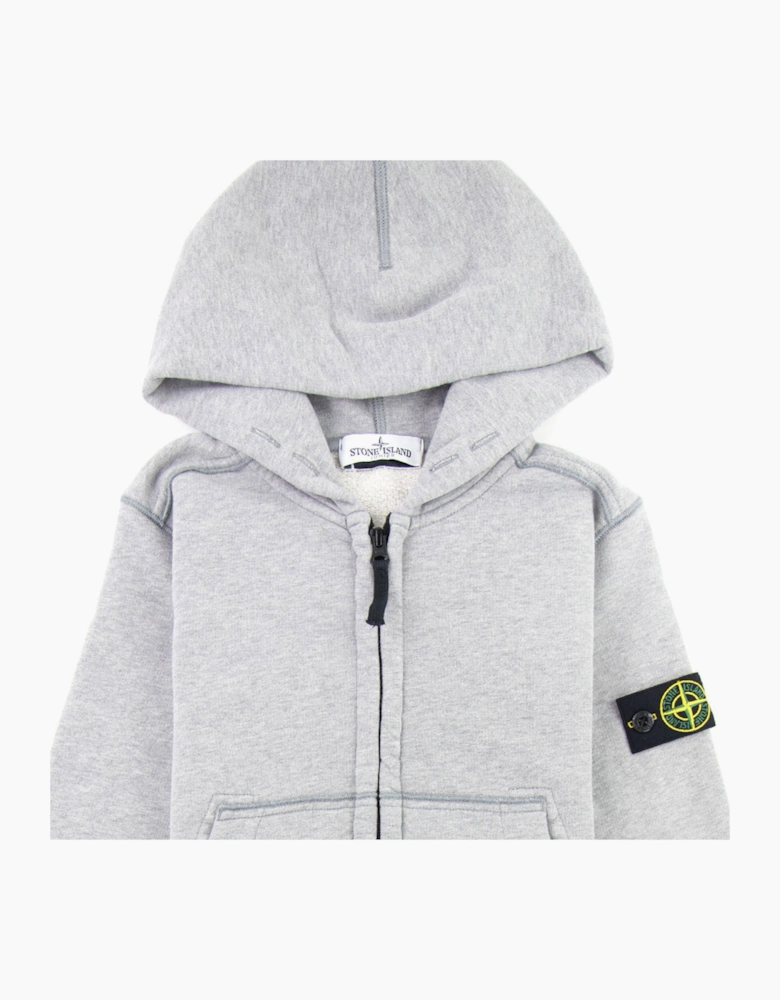 Stone Island Junior 60640 Hooded Zip Up Sweatshirt Grey V1064/V0M64