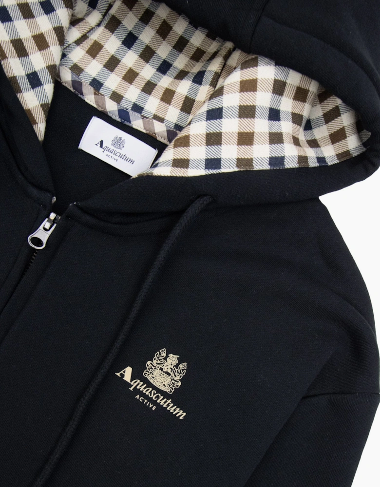 Aquascutum Small Logo Full Zipped Hoodie Black 16
