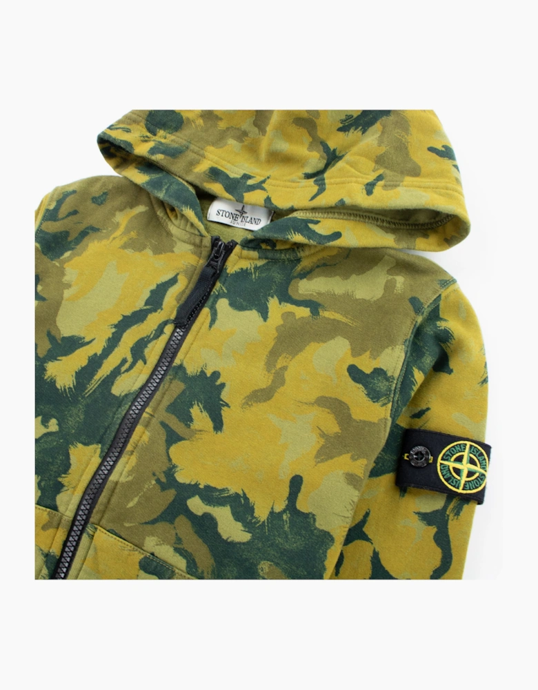 Stone Island Junior Camouflage Hoodie Olive V0058