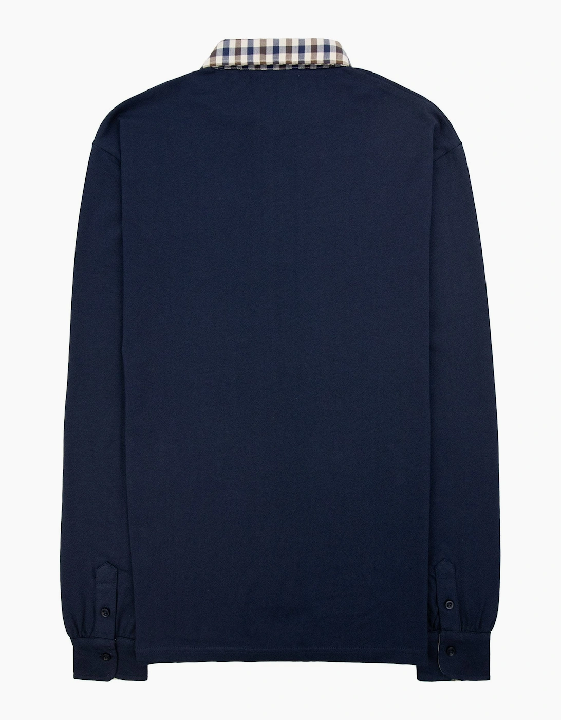 Aquascutum Club Check Collar L/s Polo Navy