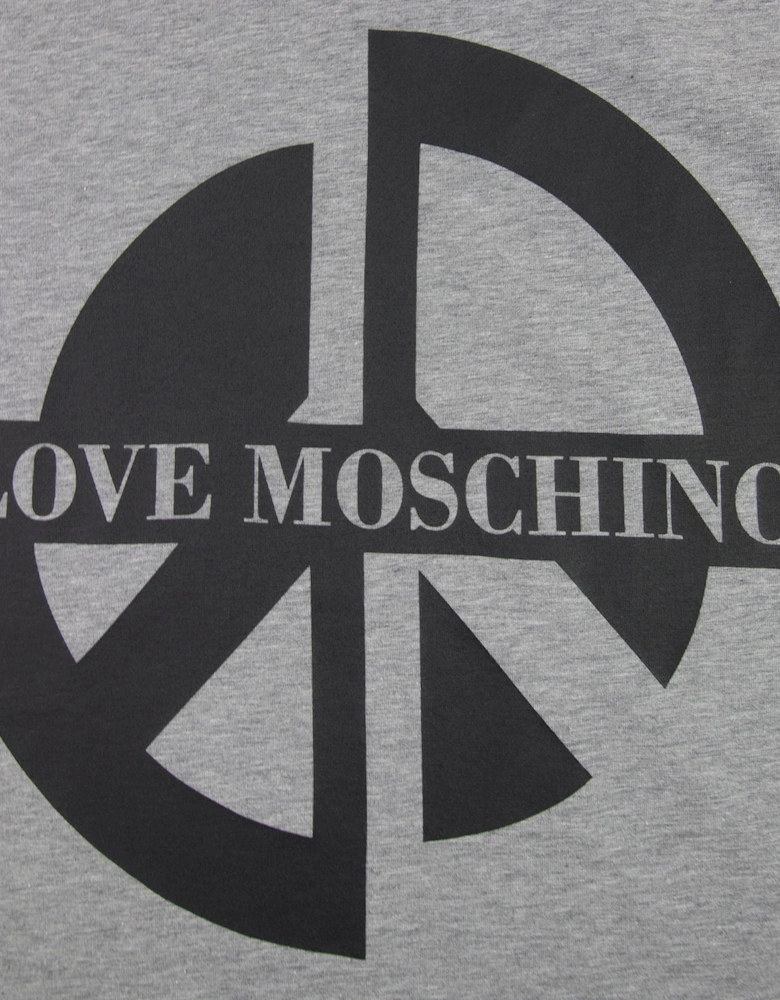 Love Moschino Printed Peace Sign T-Shirt Grey B733