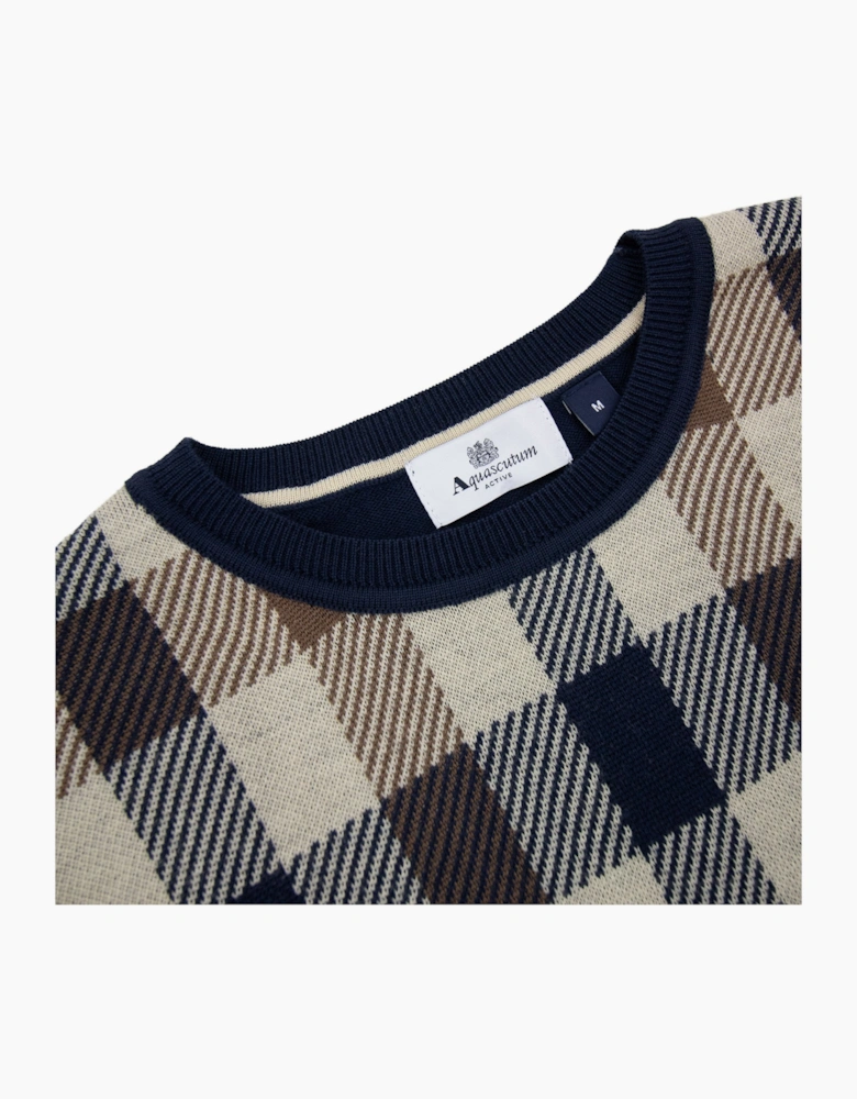 Aquascutum Active Club Check Lana Wool Sweater Navy 11