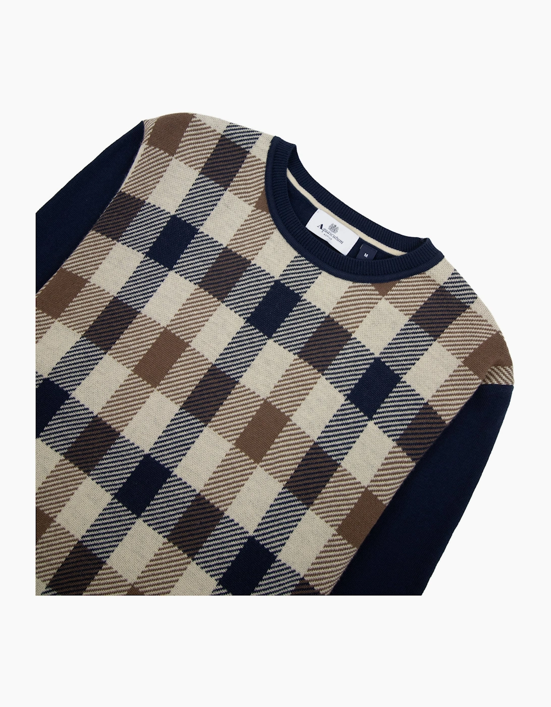 Aquascutum Active Club Check Lana Wool Sweater Navy 11