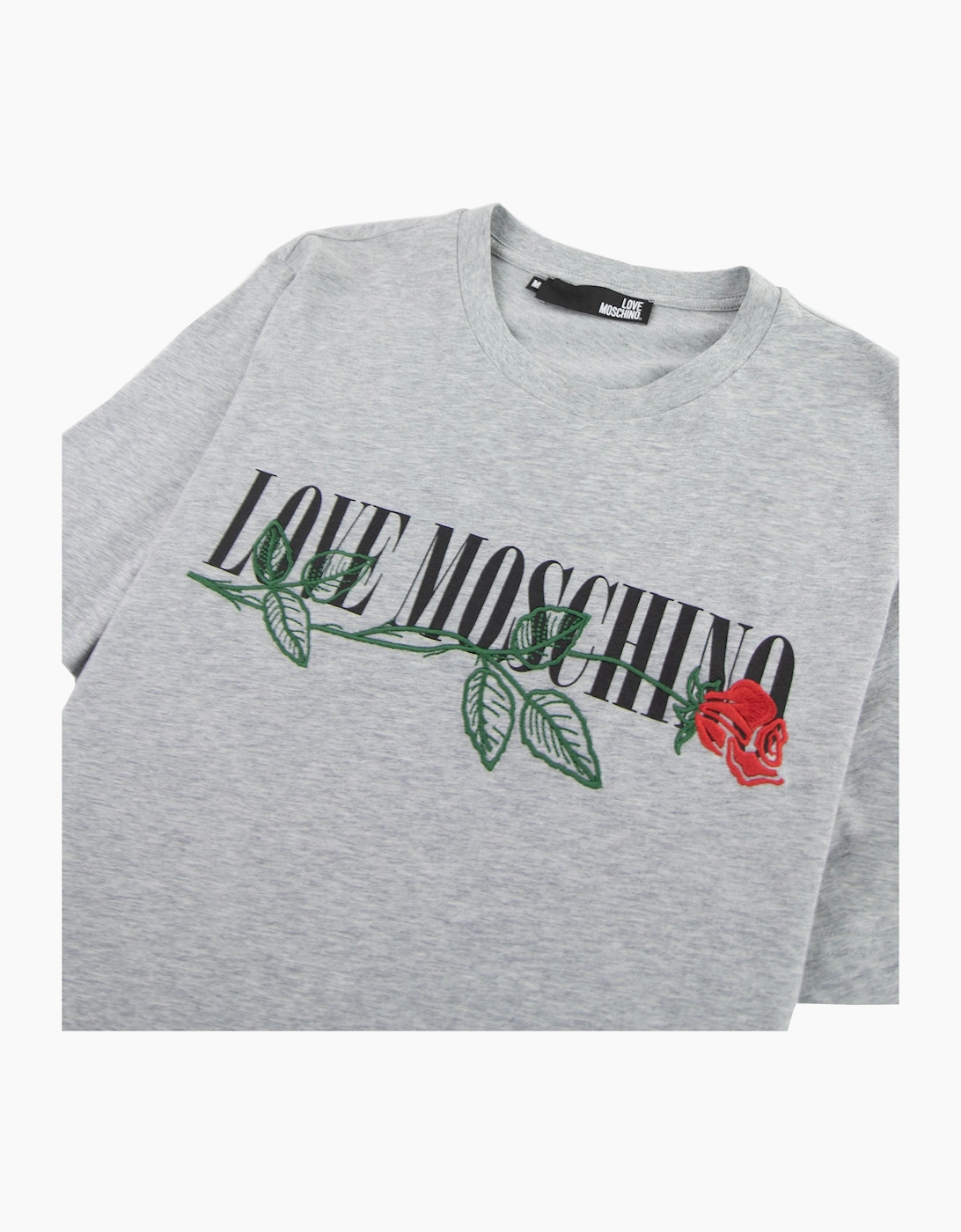Love Moschino Rose Logo T-shirt Grey