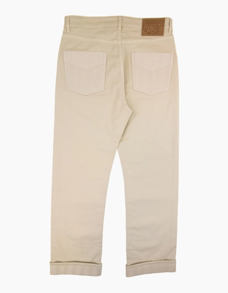 Missoni Knitted Inserts Stretchy 5 Pocket Trouser Cream S016s