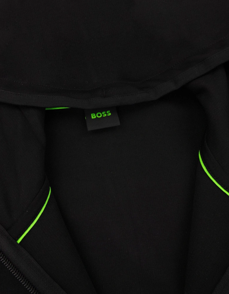 Hugo Boss Hd Logo Print Zip Up Hoodie Black 001