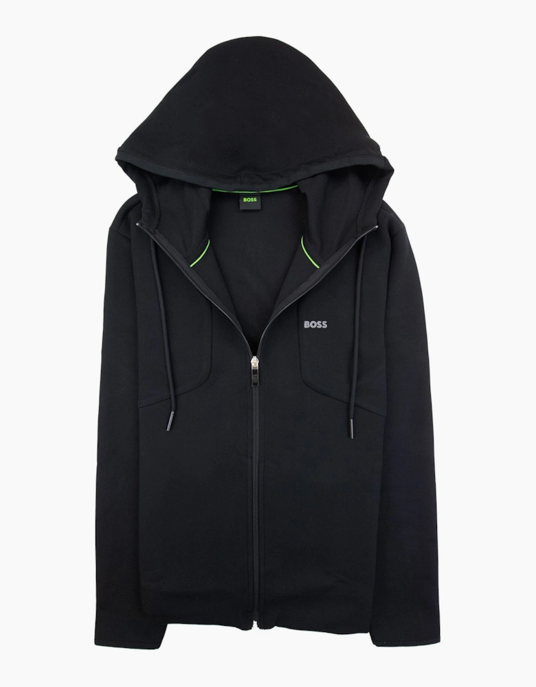 Hugo Boss Hd Logo Print Zip Up Hoodie Black 001
