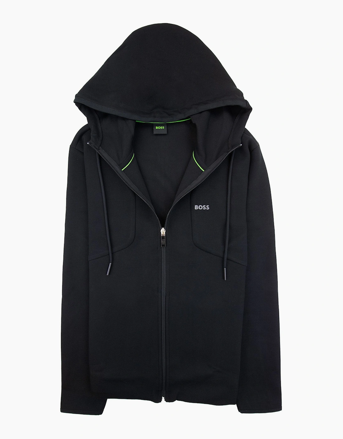 Hugo Boss Hd Logo Print Zip Up Hoodie Black 001