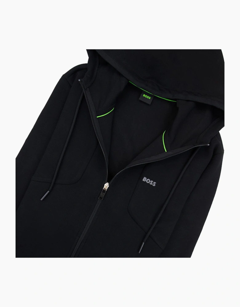 Hugo Boss Hd Logo Print Zip Up Hoodie Black 001