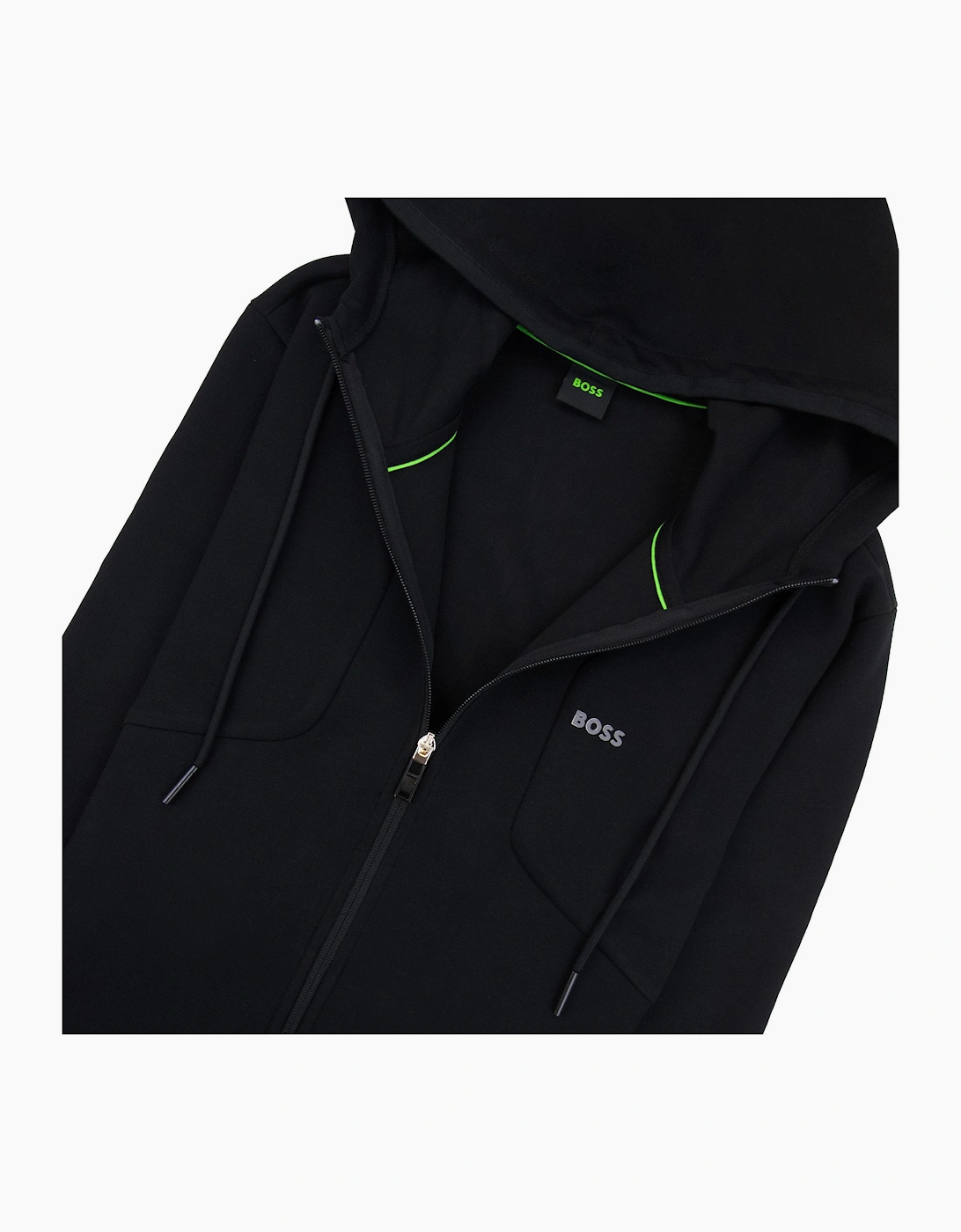 Hugo Boss Hd Logo Print Zip Up Hoodie Black 001
