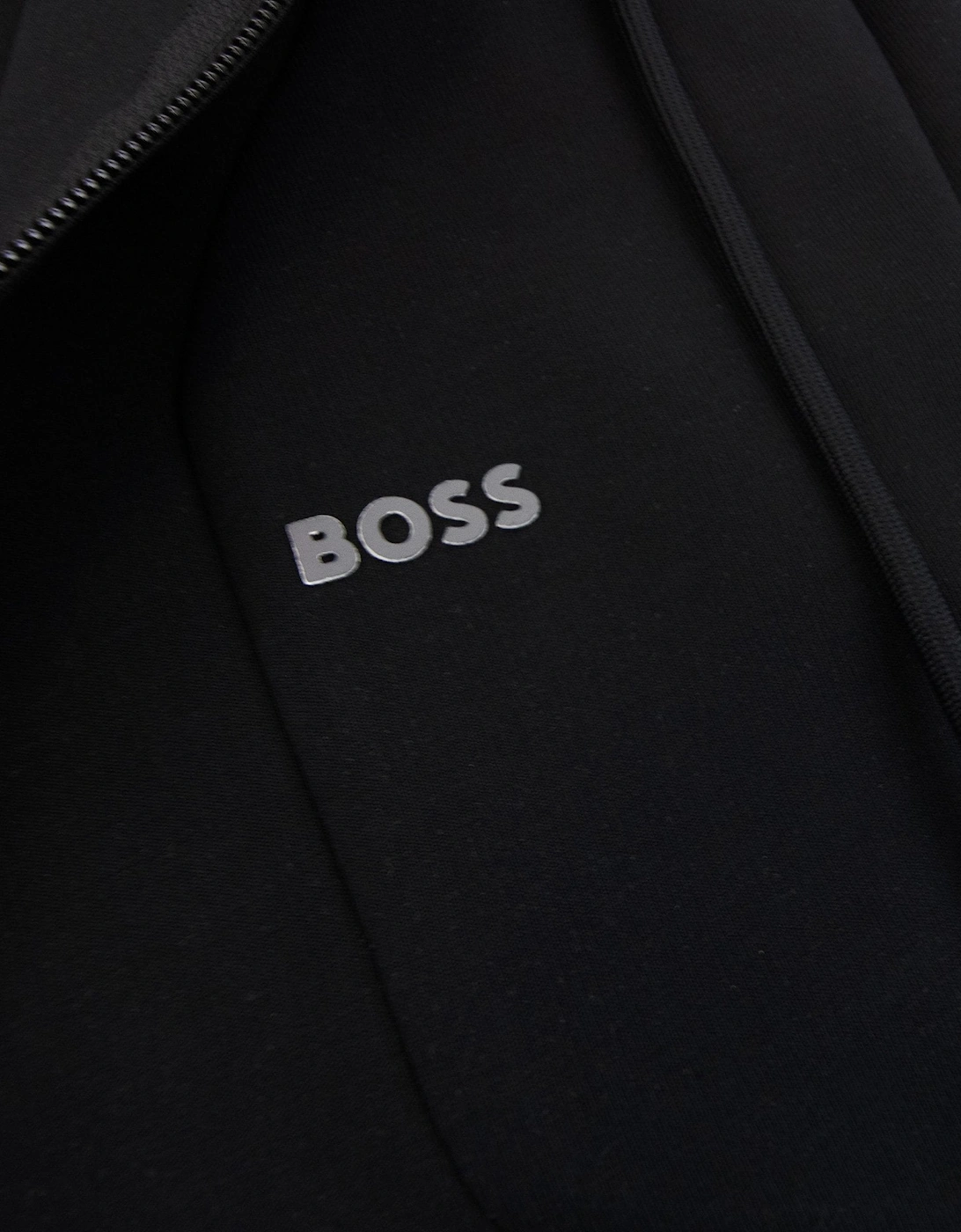 Hugo Boss Hd Logo Print Zip Up Hoodie Black 001