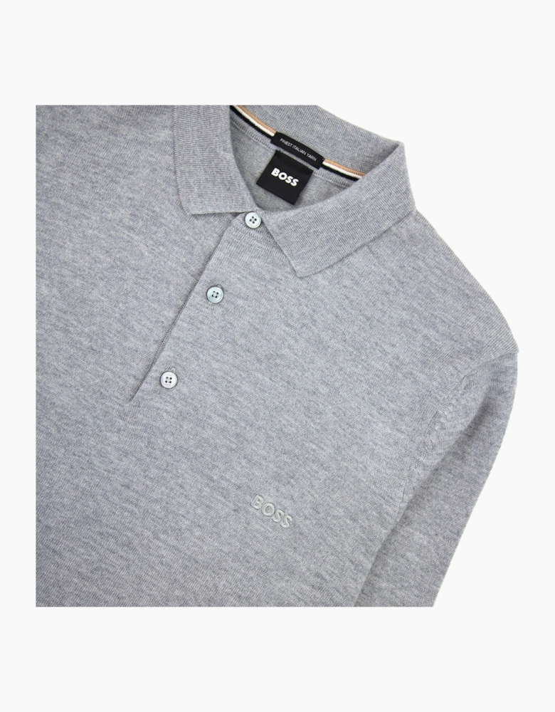 Hugo Boss Bono-l Embroidered Logo Knitted Polo Grey 041