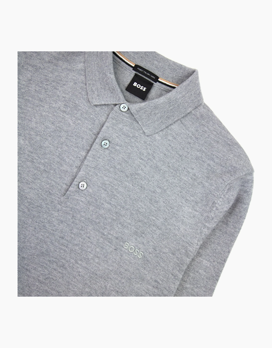 Hugo Boss Bono-l Embroidered Logo Knitted Polo Grey 041