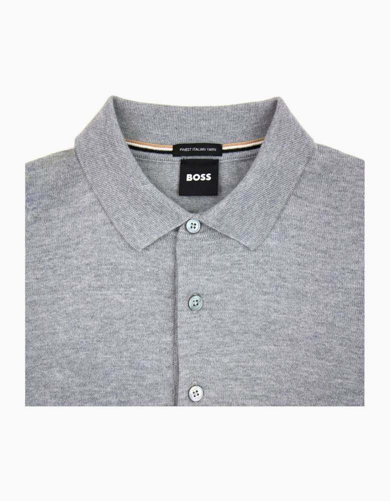 Hugo Boss Bono-l Embroidered Logo Knitted Polo Grey 041