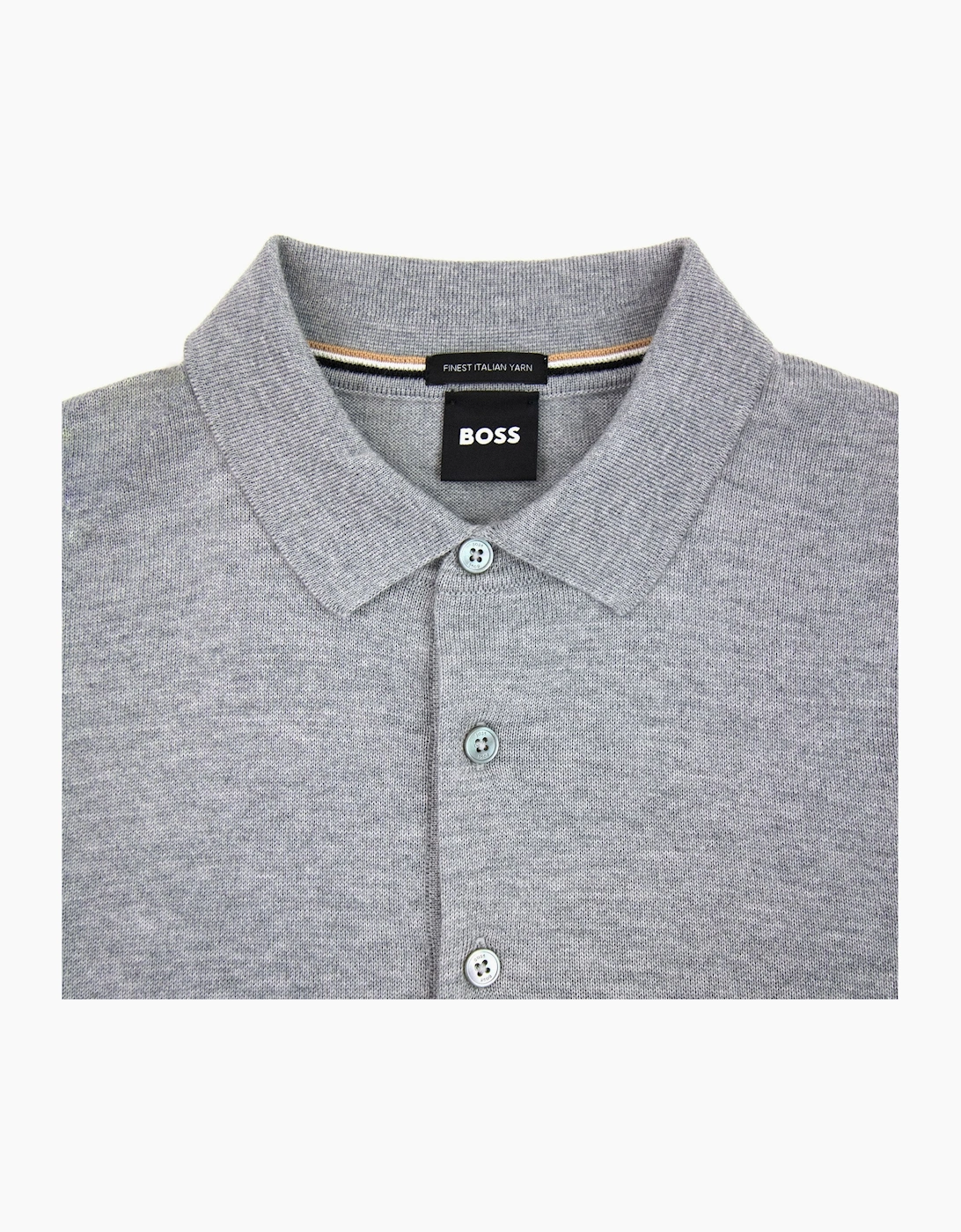 Hugo Boss Bono-l Embroidered Logo Knitted Polo Grey 041