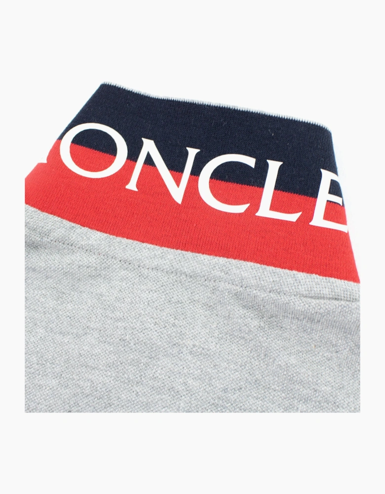 Moncler Junior Logo Collar Long Sleeve Polo Grey