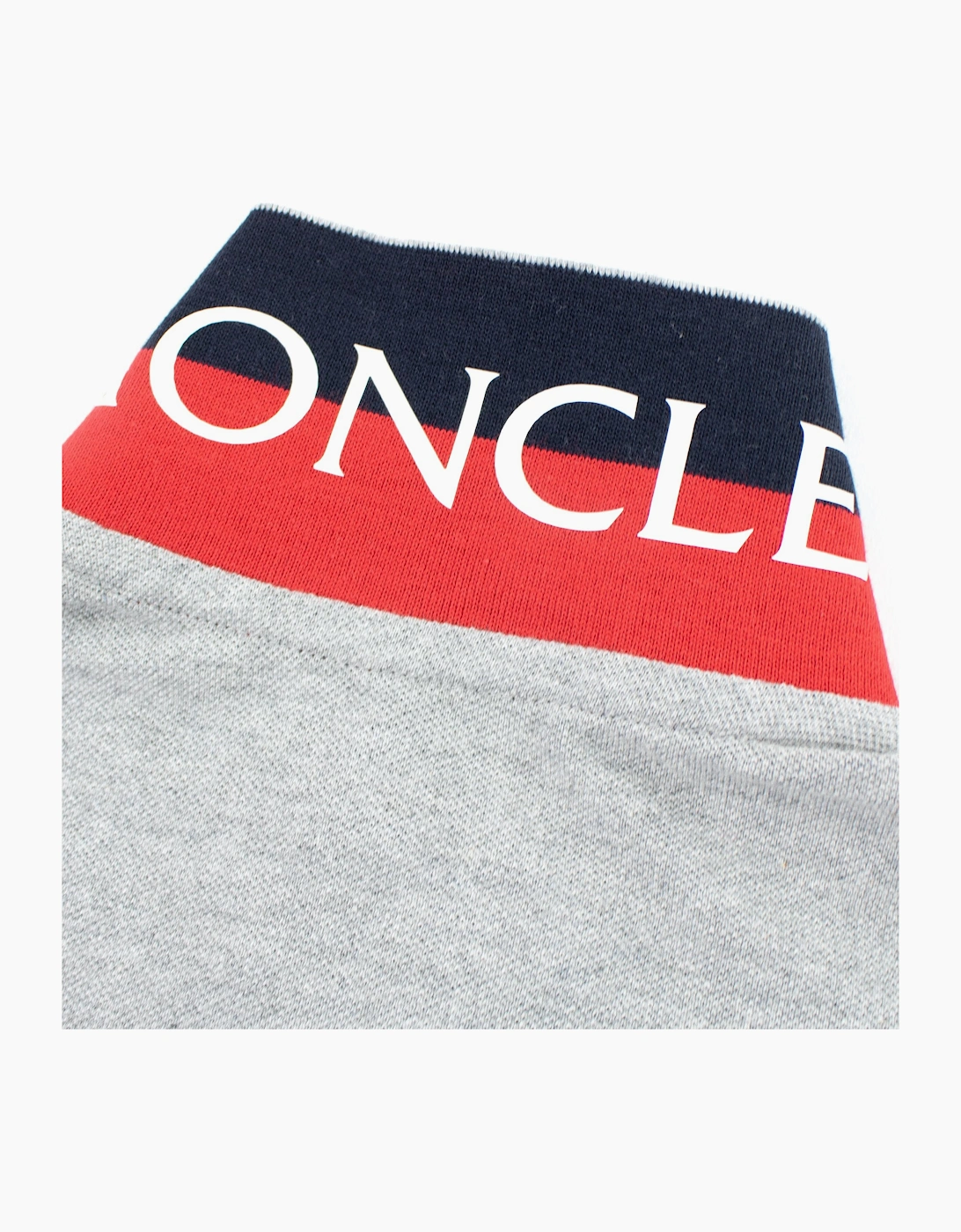 Moncler Junior Logo Collar Long Sleeve Polo Grey