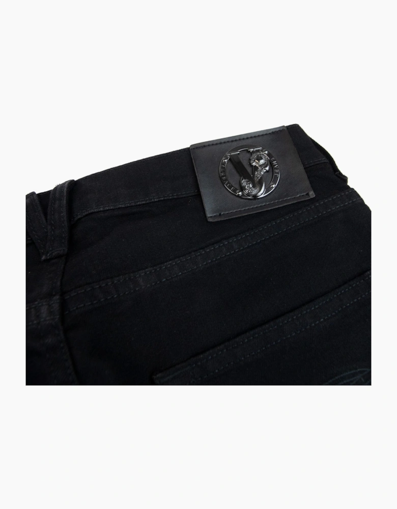 Versace Jeans Slim Fit Round Logo Jean Black