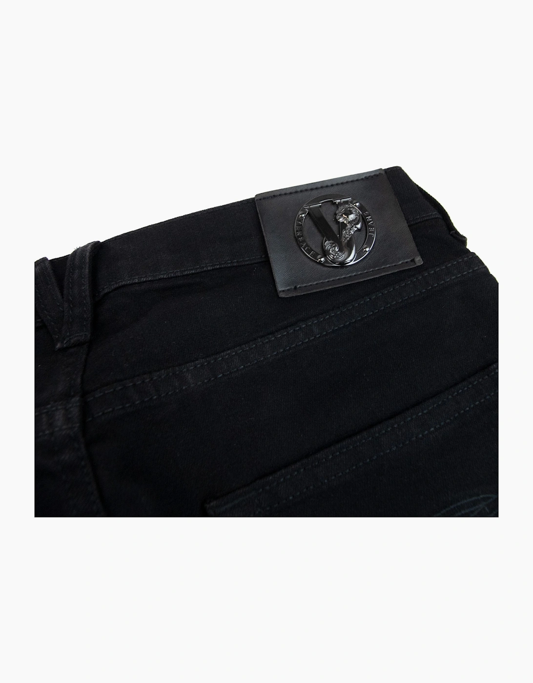 Versace Jeans Slim Fit Round Logo Jean Black