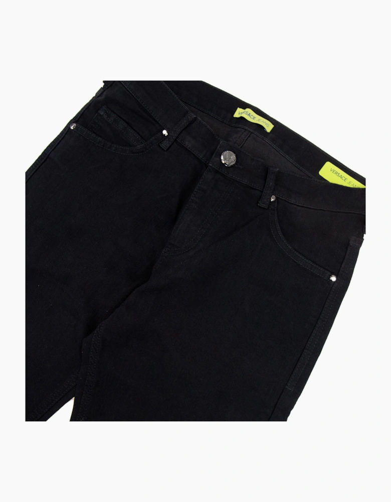 Versace Jeans Slim Fit Round Logo Jean Black
