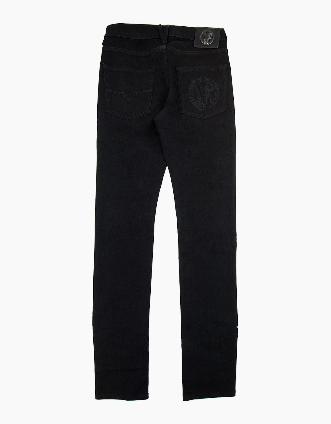 Versace Jeans Slim Fit Round Logo Jean Black