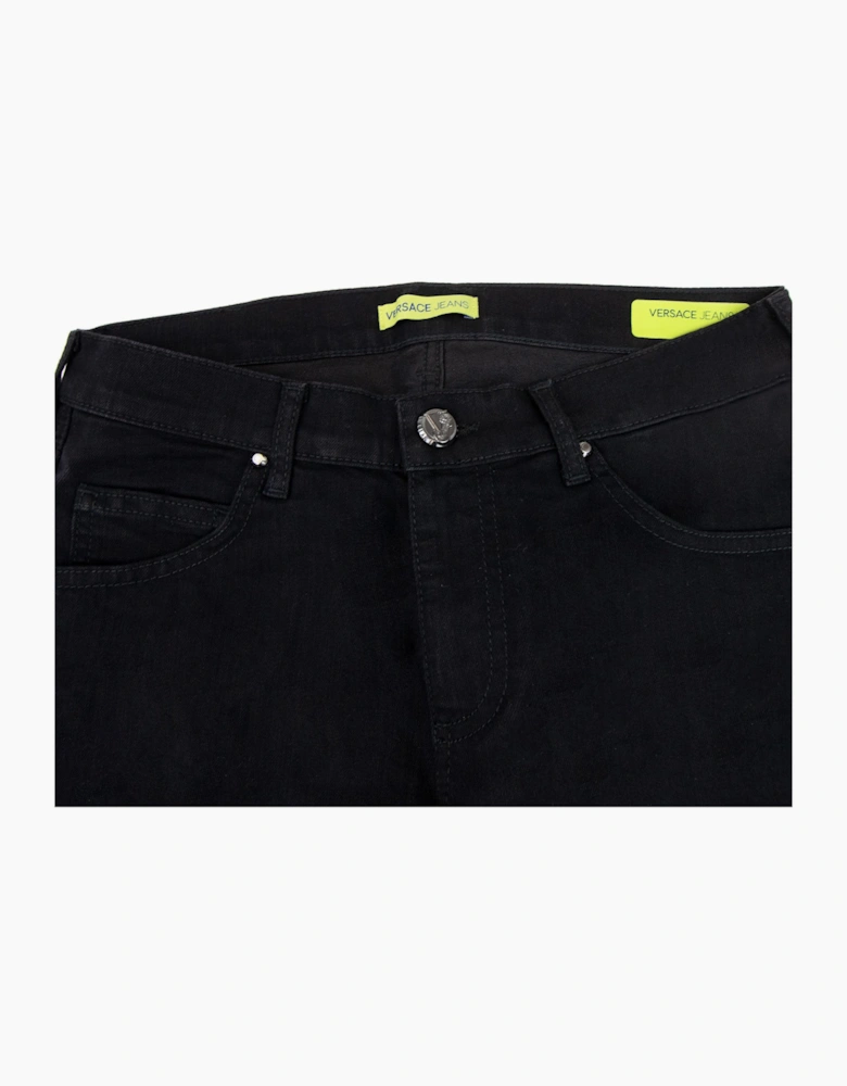 Versace Jeans Slim Fit Round Logo Jean Black