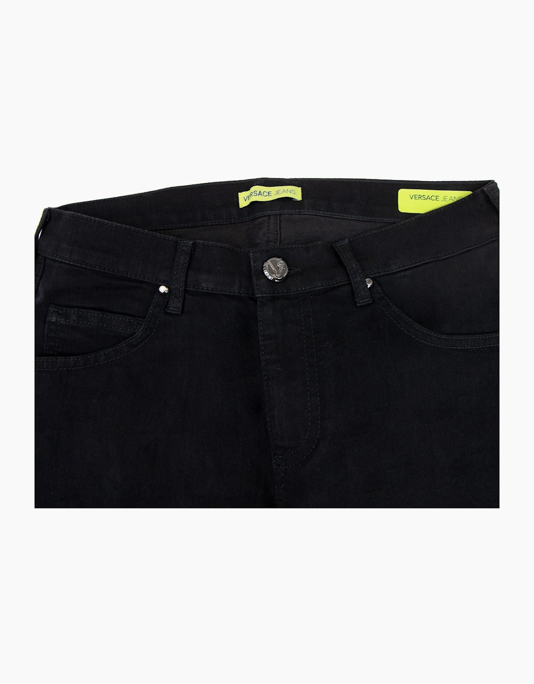 Versace Jeans Slim Fit Round Logo Jean Black
