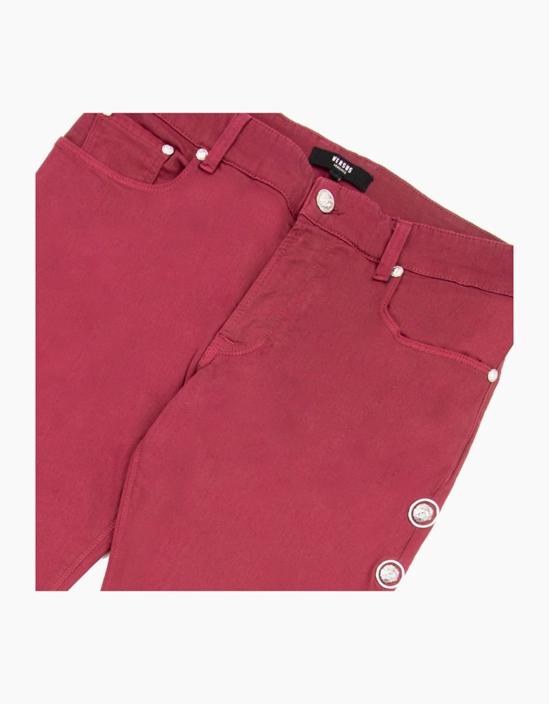 versace versus Rosso Five Pocket Jeans Burgundy