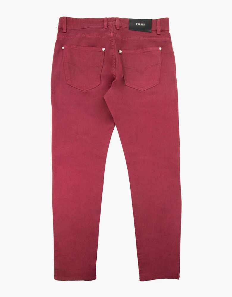 versace versus Rosso Five Pocket Jeans Burgundy