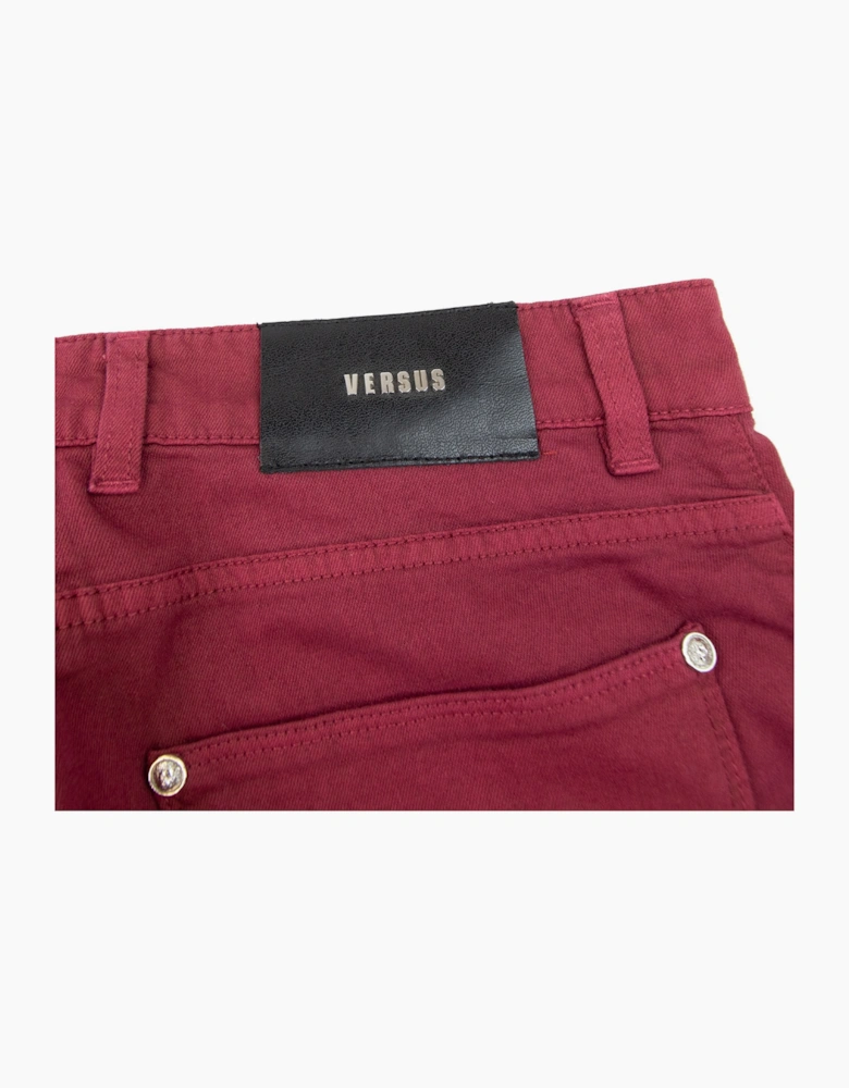 versace versus Rosso Five Pocket Jeans Burgundy